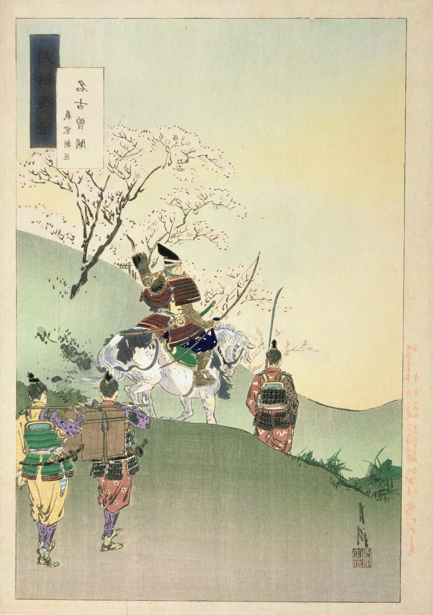 Yoshiie Ason: "A gát Nakosónál", a "Gekko tétlen ecsete" sorozatból, 1892 (színes fametszet) alkotó: Ogata Gekko