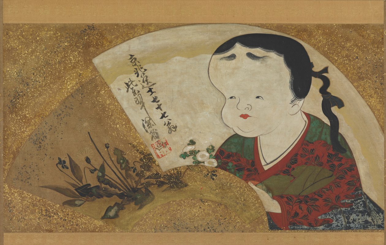 Uzume Okame és virágok, 18-19. század. alkotó: Ogata Kenzan