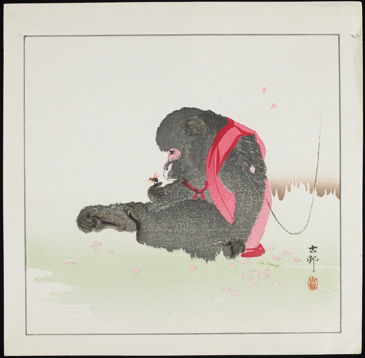 Méhfogó majom, 1912 előtt alkotó: Ohara Koson