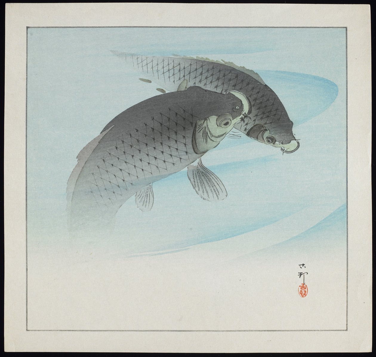 Két ponty, 1912 előtt alkotó: Ohara Koson