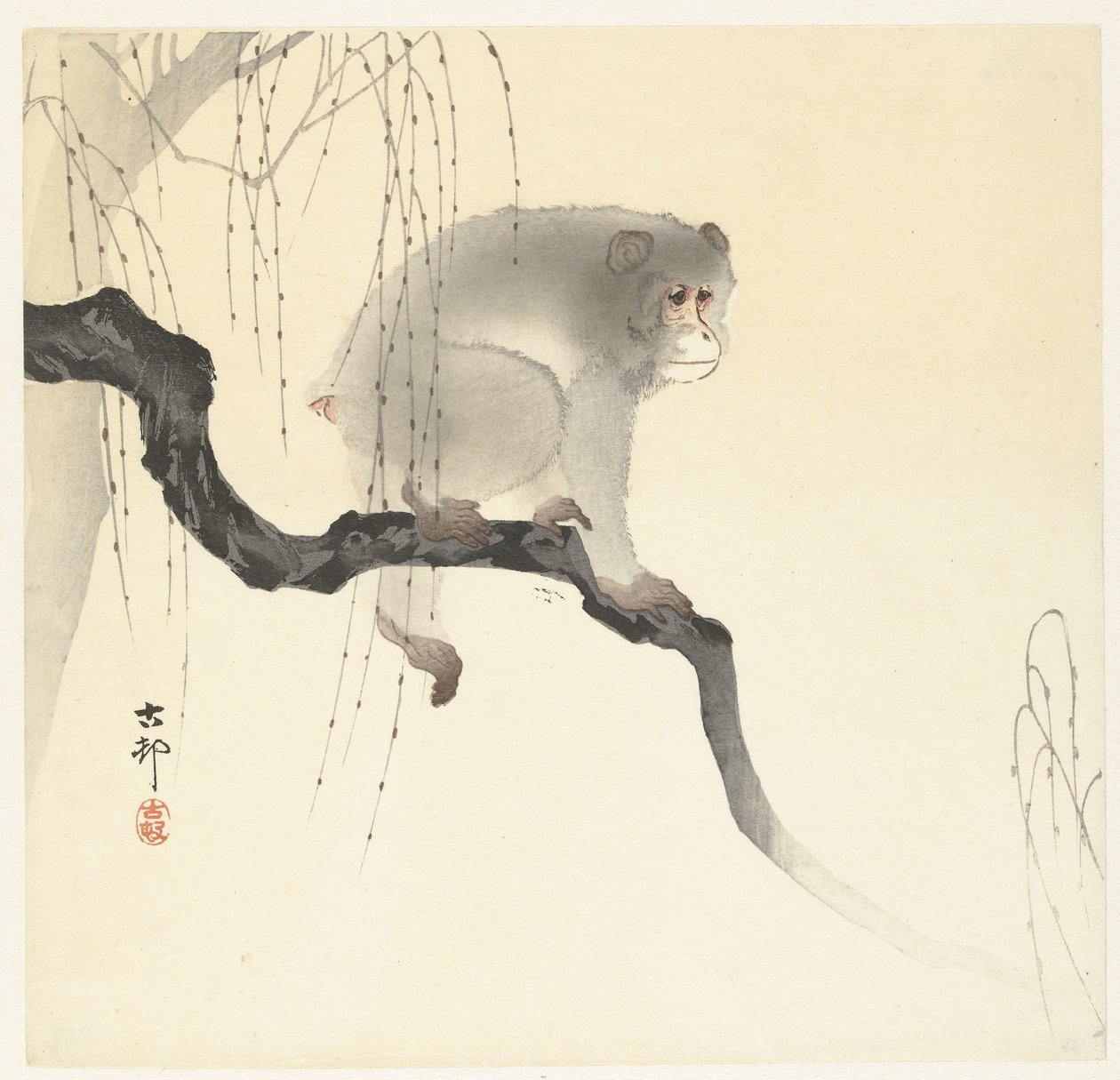 Majom a fa ágán alkotó: Ohara Koson