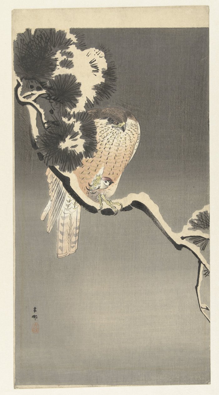 sólyom musszal alkotó: Ohara Koson
