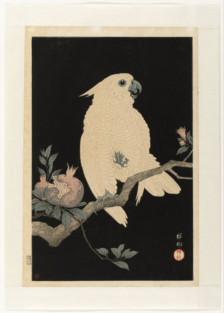 Kakadu gránátalmával alkotó: Ohara Koson