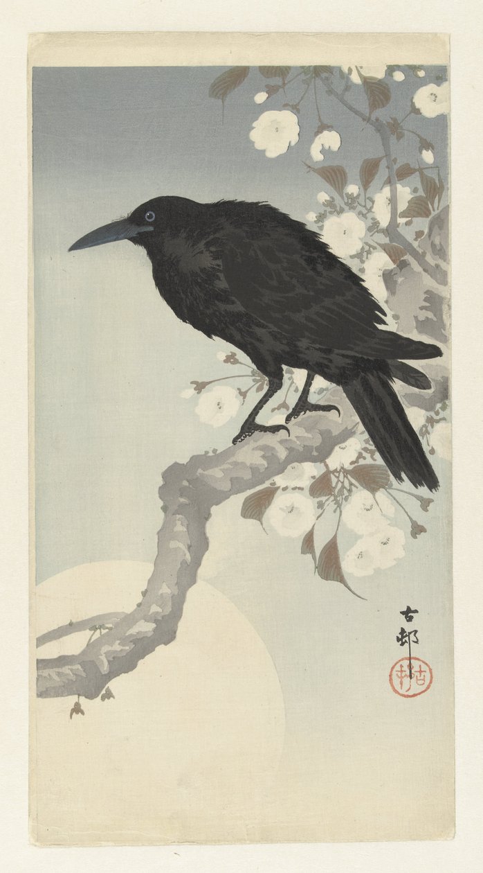 Varjú teliholdkor alkotó: Ohara Koson