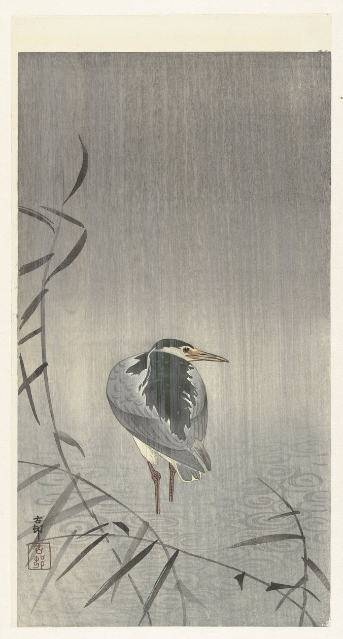 Káprázat esőben alkotó: Ohara Koson