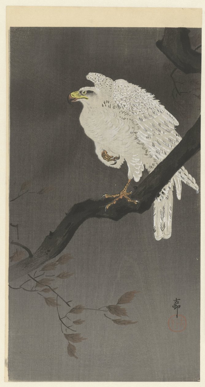 Havas sas egy fa ágán alkotó: Ohara Koson