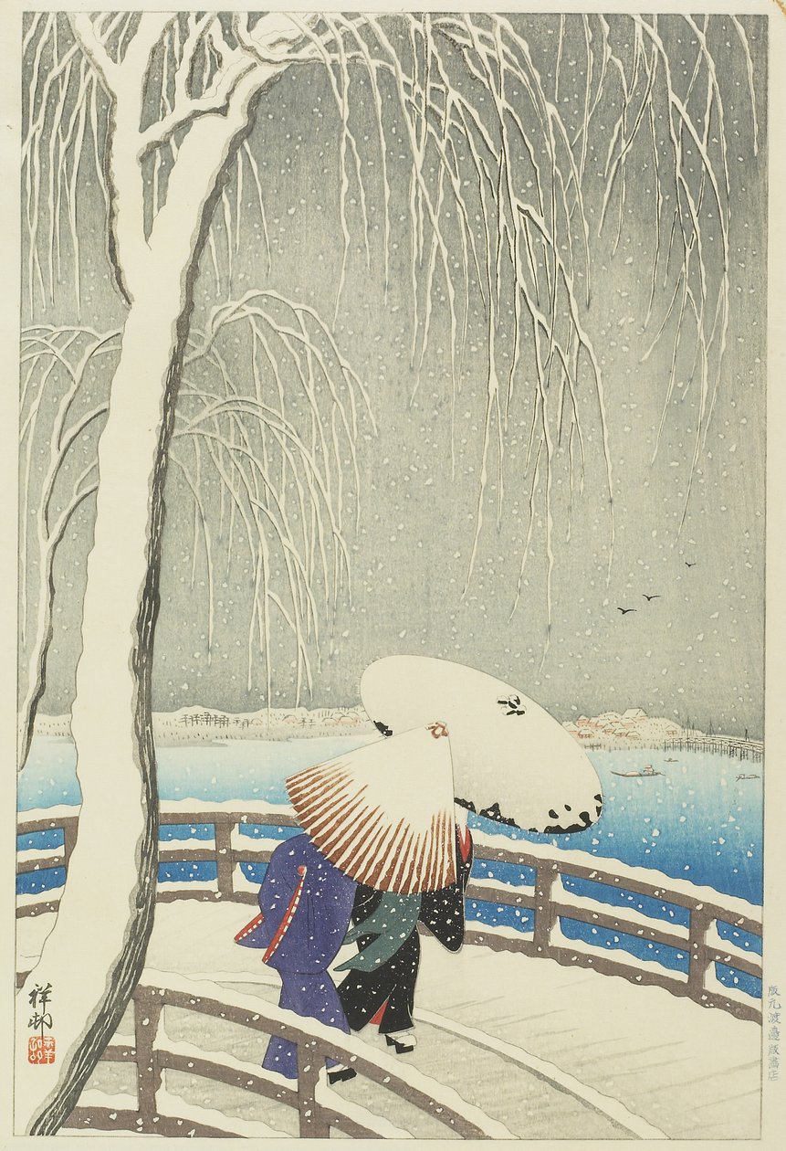 Havazás Yanagibashinál, 1927 alkotó: Ohara Koson