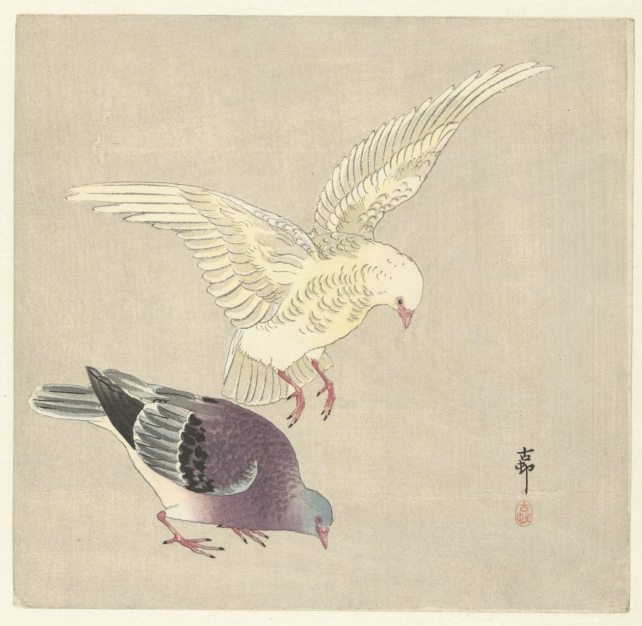 Két galamb alkotó: Ohara Koson