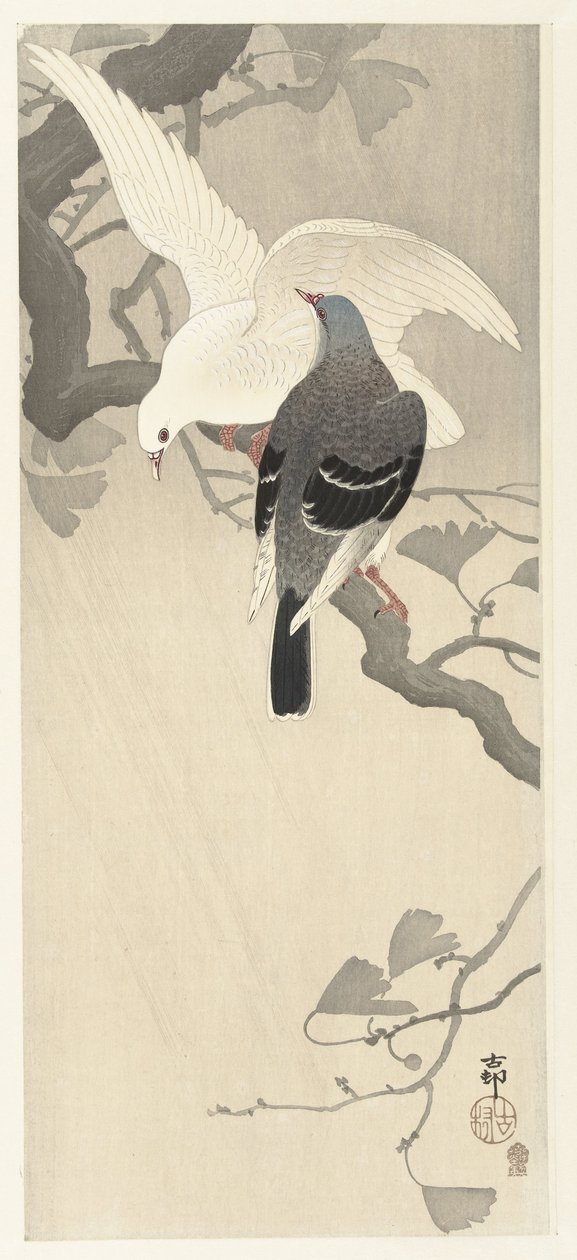 Két galamb egy ágon alkotó: Ohara Koson