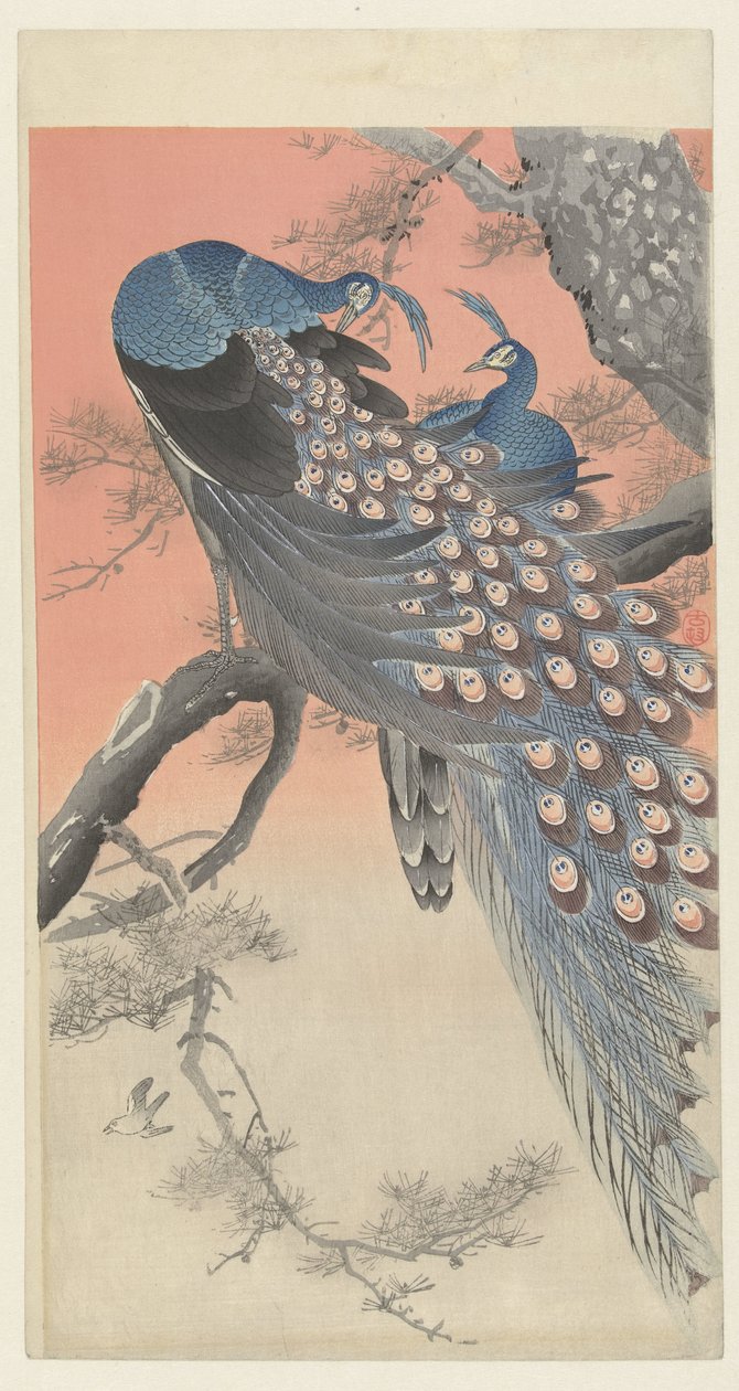 Két páva a fa ágán alkotó: Ohara Koson