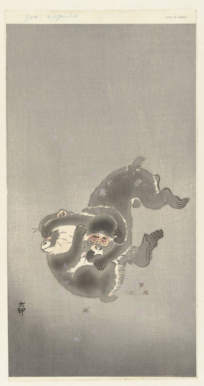 Két játszó majom alkotó: Ohara Koson