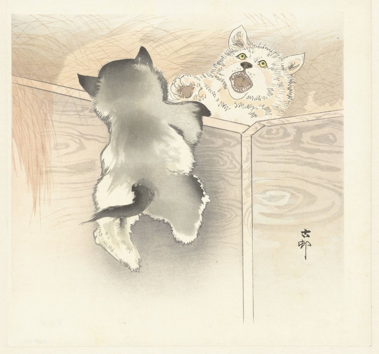 Két játszó kutya alkotó: Ohara Koson