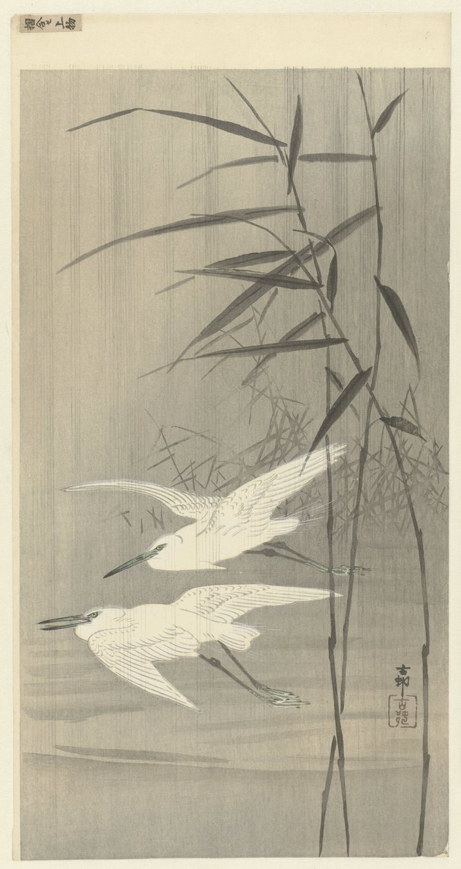 Két kócsag repül alkotó: Ohara Koson