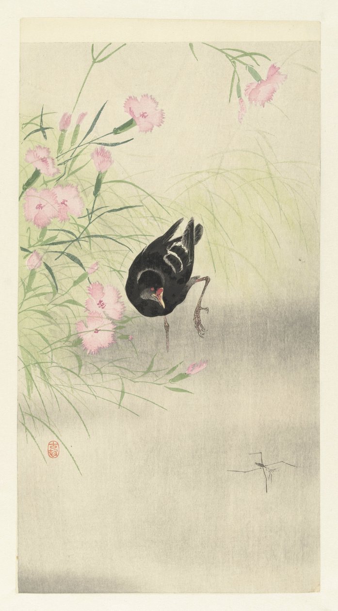 Moorhen a virágos növény alkotó: Ohara Koson
