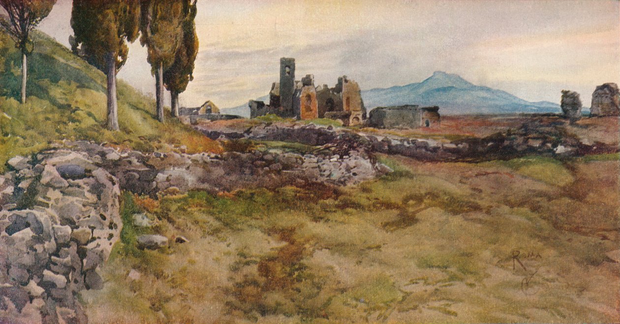 „A Via Appián”, XIX. század alkotó: Onorato Carlandi