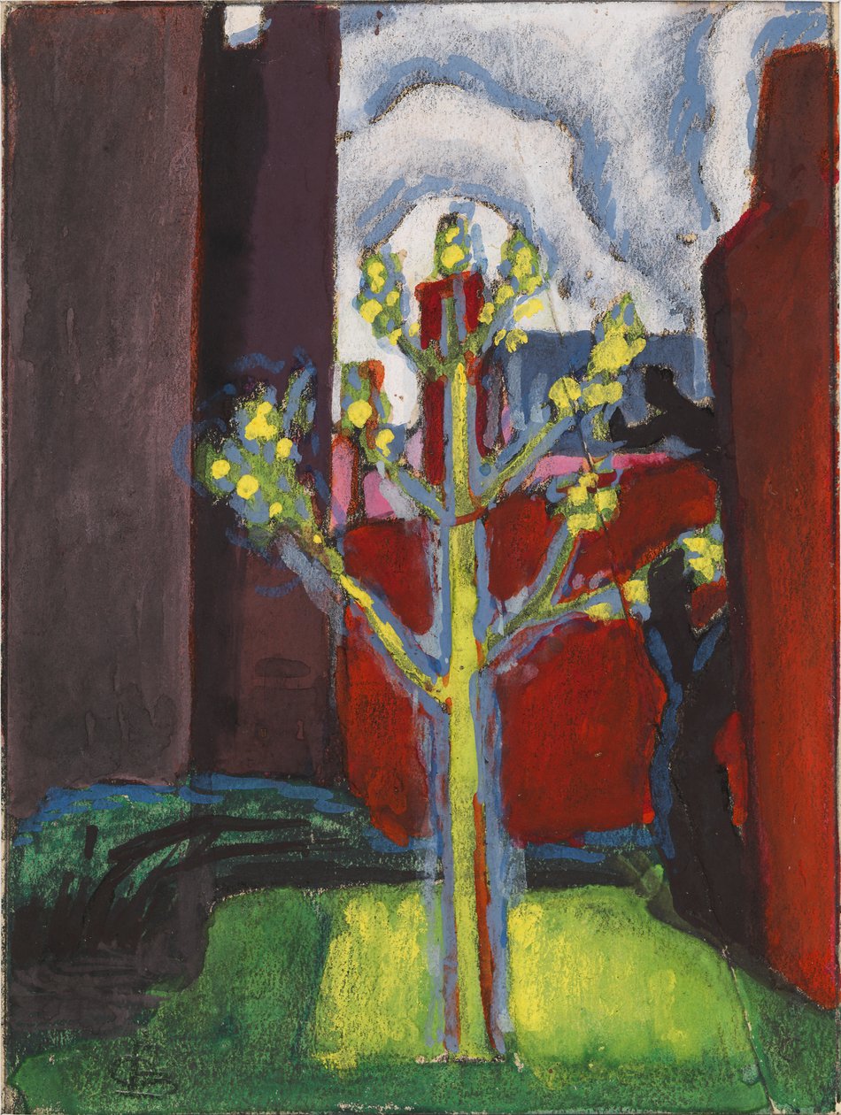 Fiatal fa a Vörös udvarban, 1919. alkotó: Oscar Bluemner