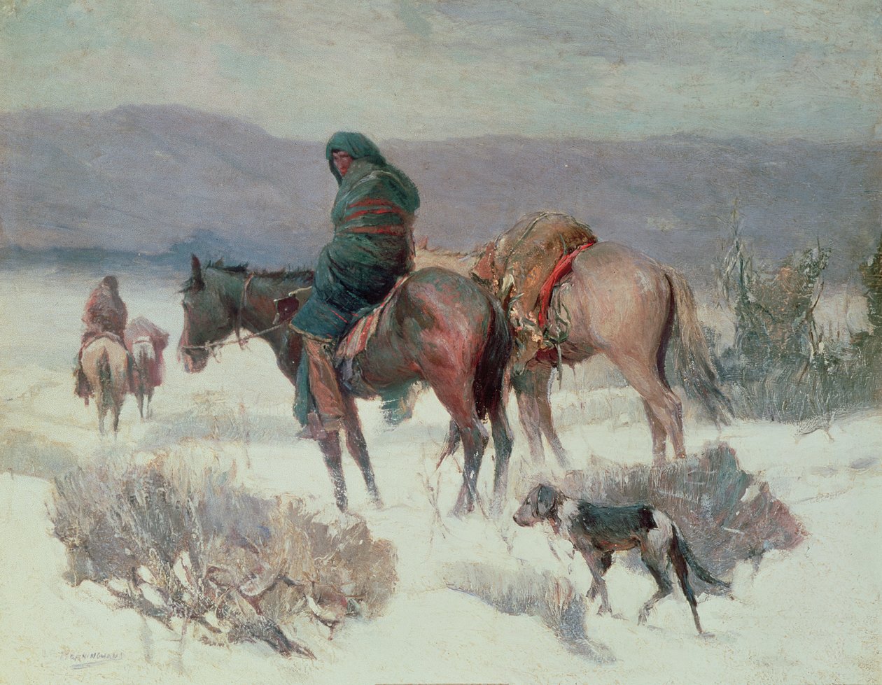 Téli vadászat (olaj, vászon) alkotó: Oscar Edward Berninghaus