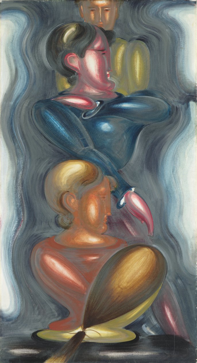Csoport Blue Ecstasyval (olaj, vászon, nehéz kártyára fektetve) alkotó: Oskar Schlemmer