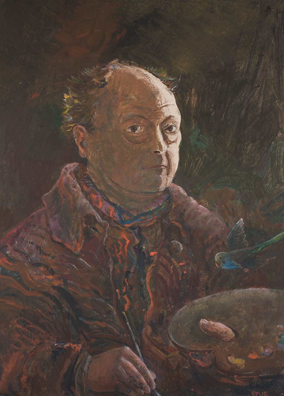 Önarckép Budgie-val alkotó: Oskar Laske
