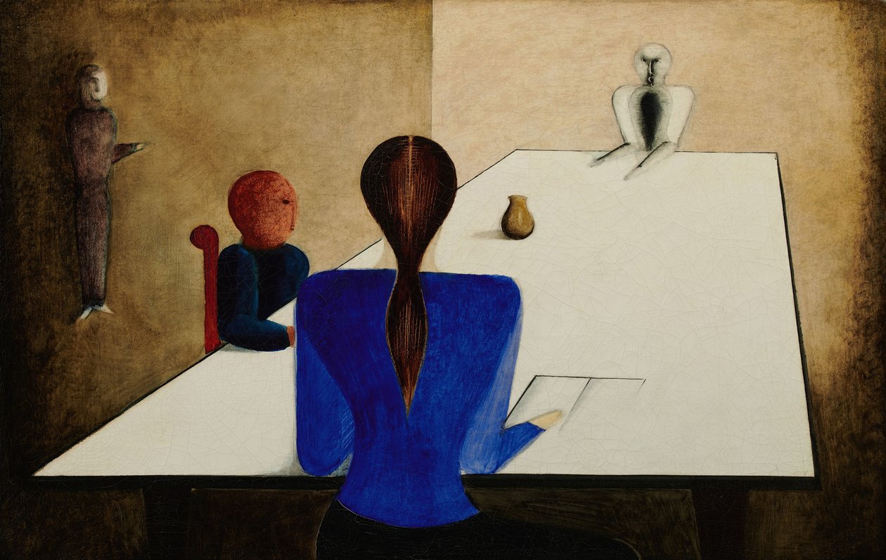 Csoport az asztalnál, 1923. alkotó: Oskar Schlemmer