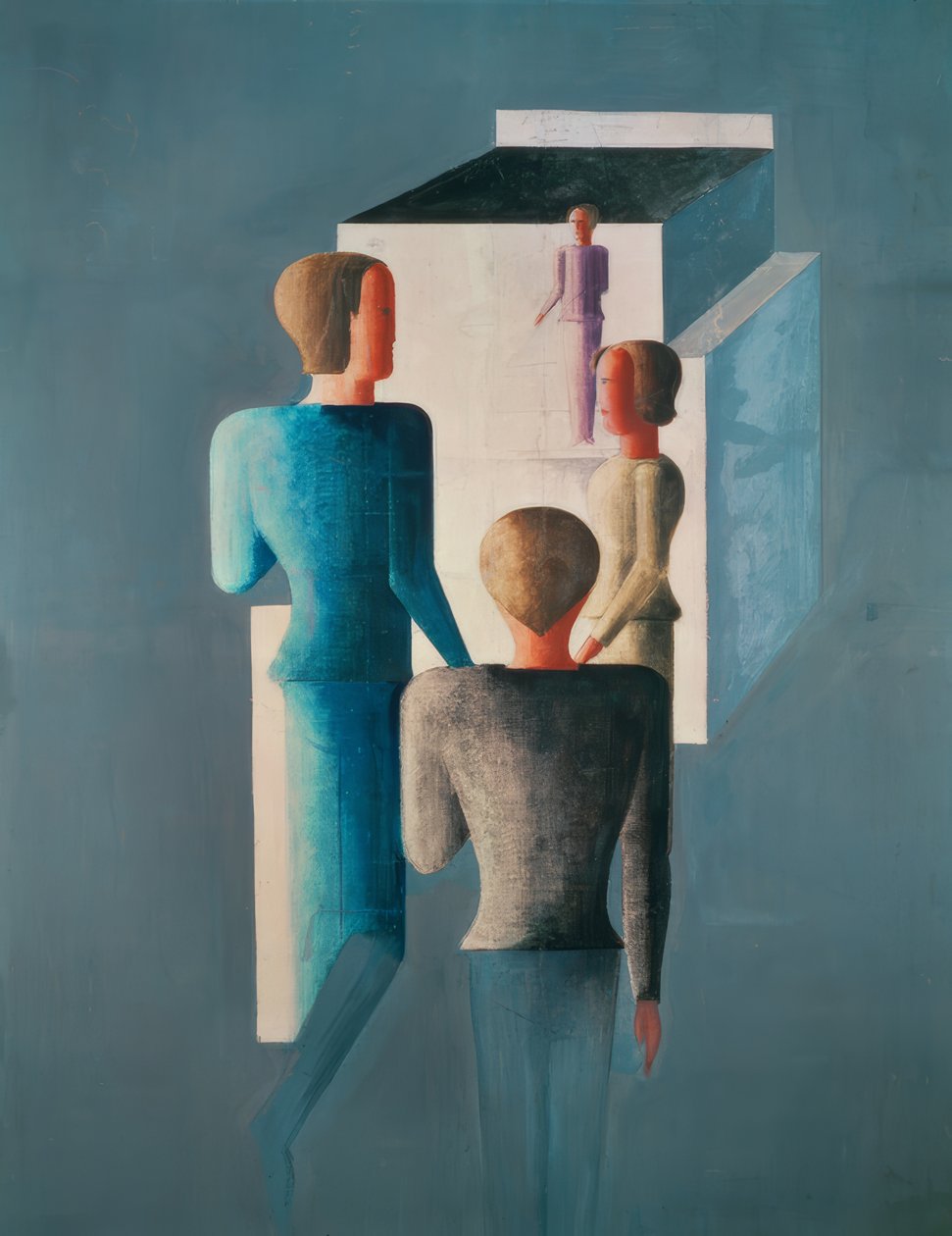 Négy figura és egy kocka alkotó: Oskar Schlemmer