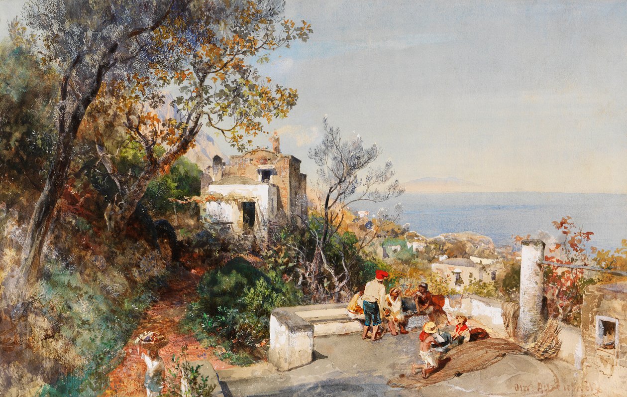Kilátás a Nápolyi-öbölre alkotó: Oswald Achenbach