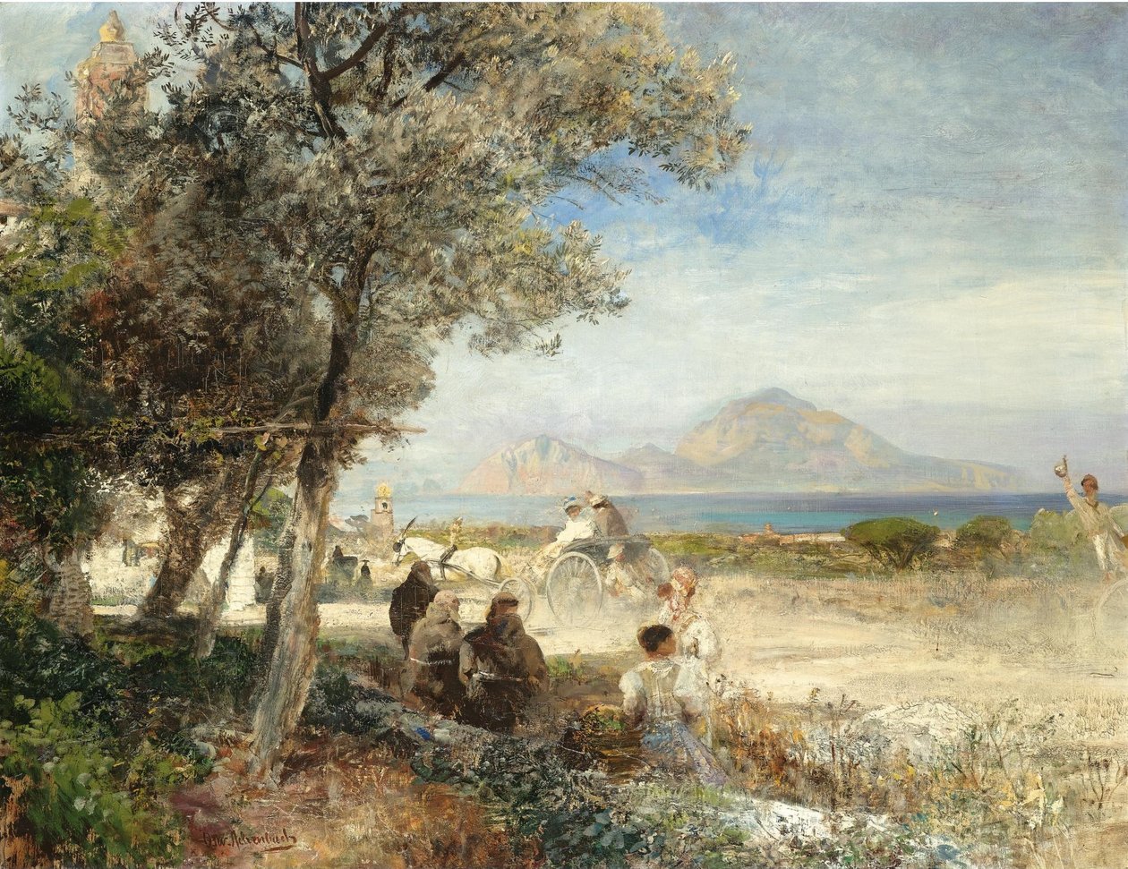 Kilátás a Nápolyi-öbölre alkotó: Oswald Achenbach