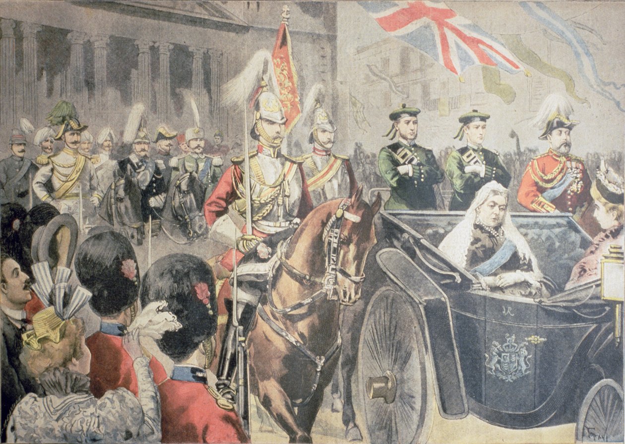 Anglia királynőjének jubileuma: The Cortege, illusztráció a „Le Petit Journal”-ból, 1897. június 27. (lásd még: 116043) alkotó: Oswaldo Tofani