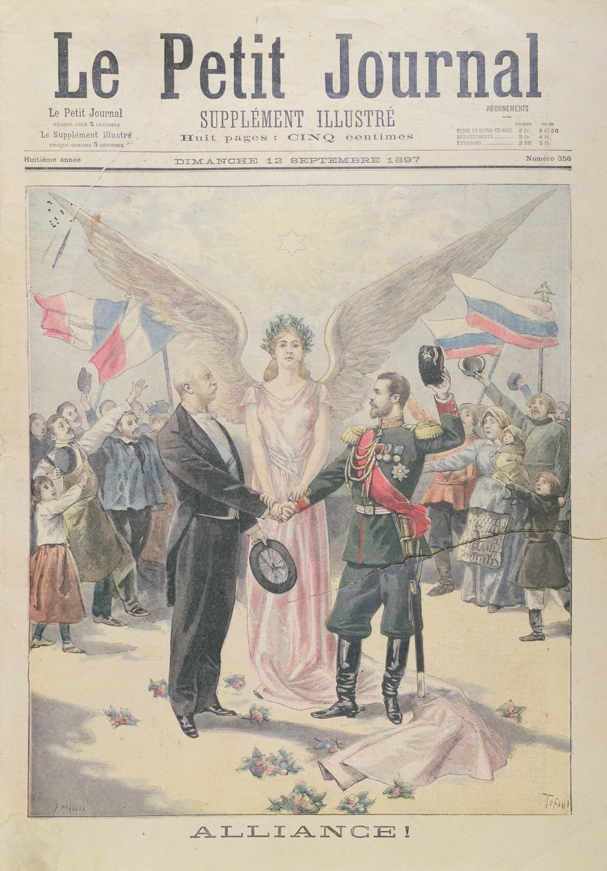 A francia-orosz szövetség, a "Le Petit Journal" címlapja, 1897. szeptember 12. alkotó: Oswaldo Tofani