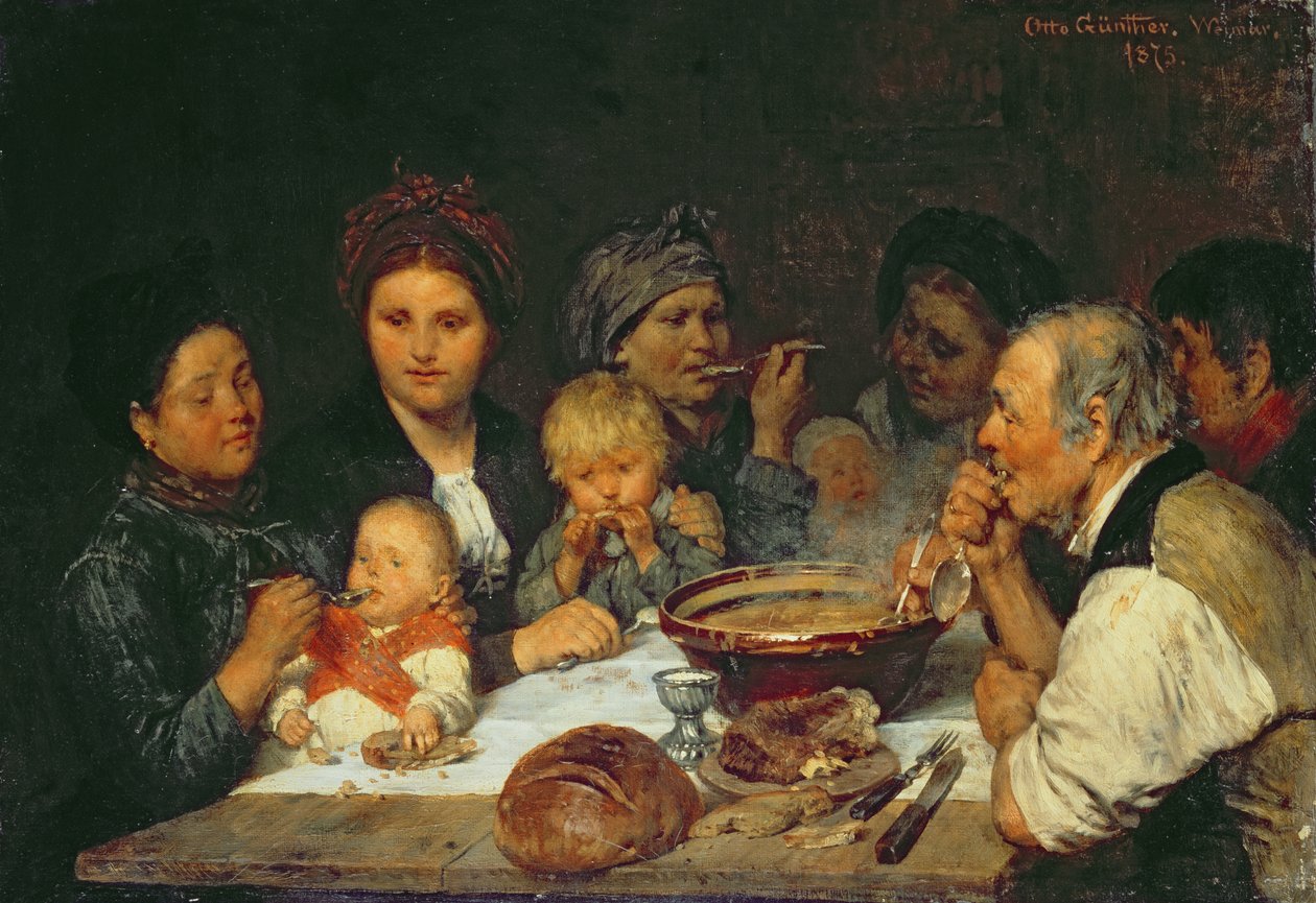 Munkások az asztalnál, Thueringen, 1875 alkotó: Otto Edmund Guenther