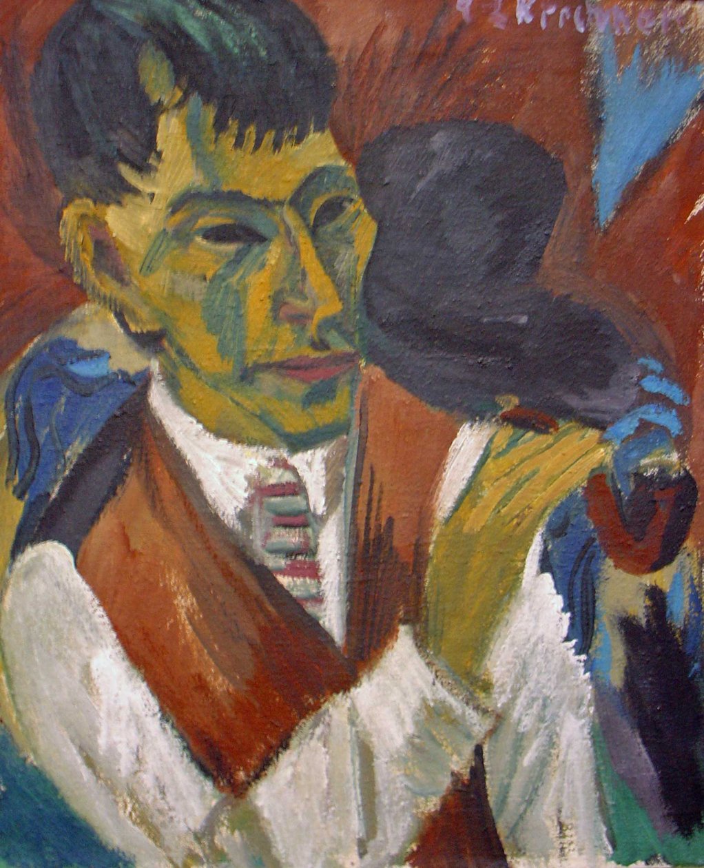 Otto Mueller portréja pipával alkotó: Otto Mueller