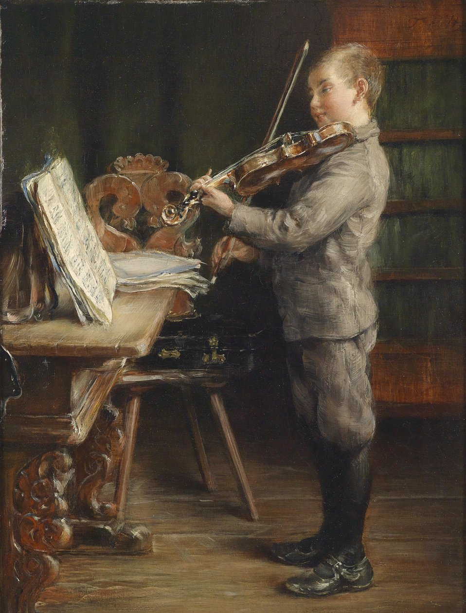 Fiú hegedül alkotó: Otto Piltz