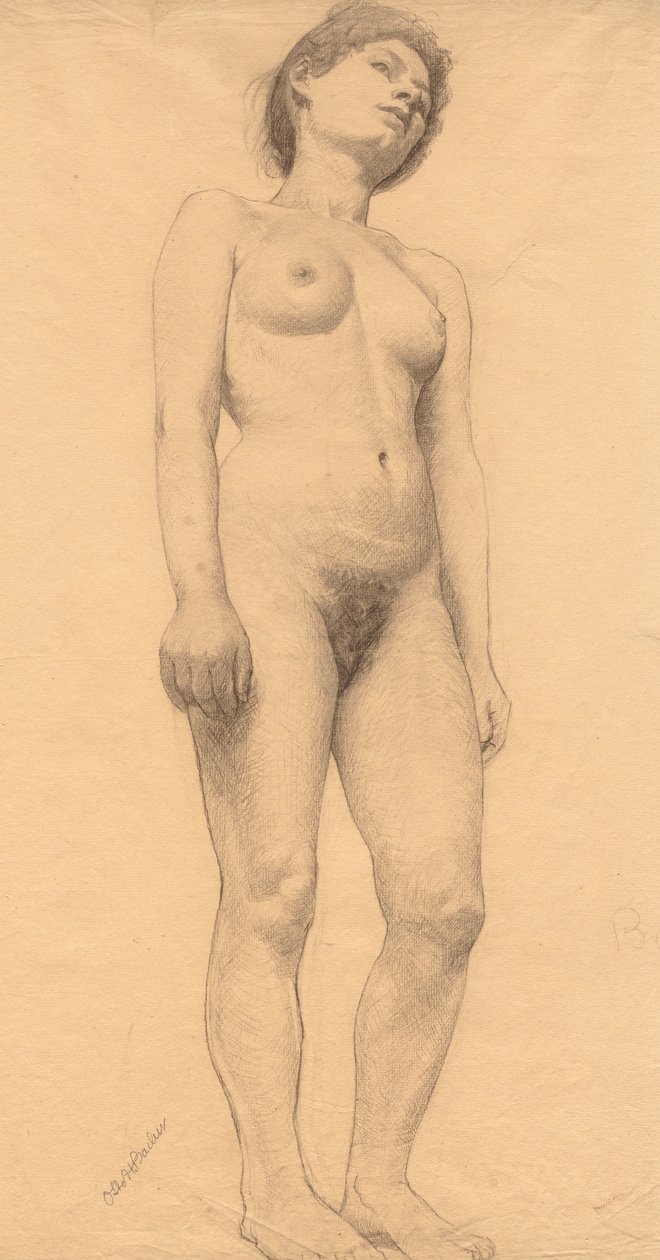 Álló női akt, valószínűleg 1878-79. alkotó: Otto H. Bacher