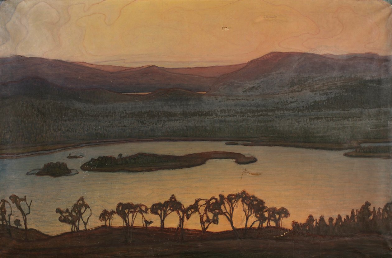 Kilátás az Aerran-tóra alkotó: Otto Hesselbom