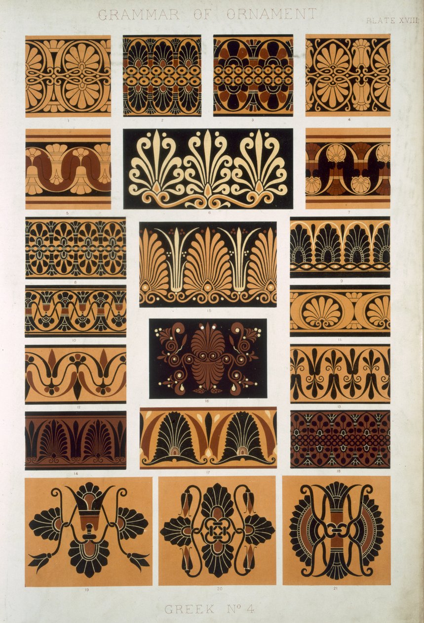 Görög 4. szám, XVIII. tábla, Owen Jones (1807-68) „The Grammar of Ornament” c. alkotó: Owen Jones