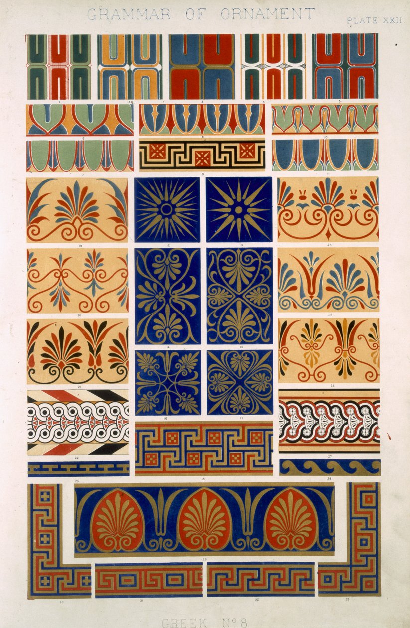 Görög 8. szám, XXII. tábla, Owen Jones (1809-1868) "The Grammar of Ornament" című művéből. alkotó: Owen Jones