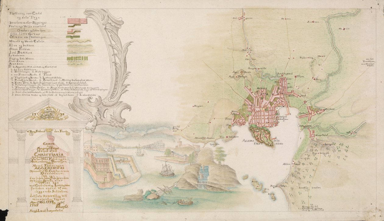 A térkép a kézi jelben (1784) jelenik meg, és Christianiát mutatja alkotó: P. Stockfleth