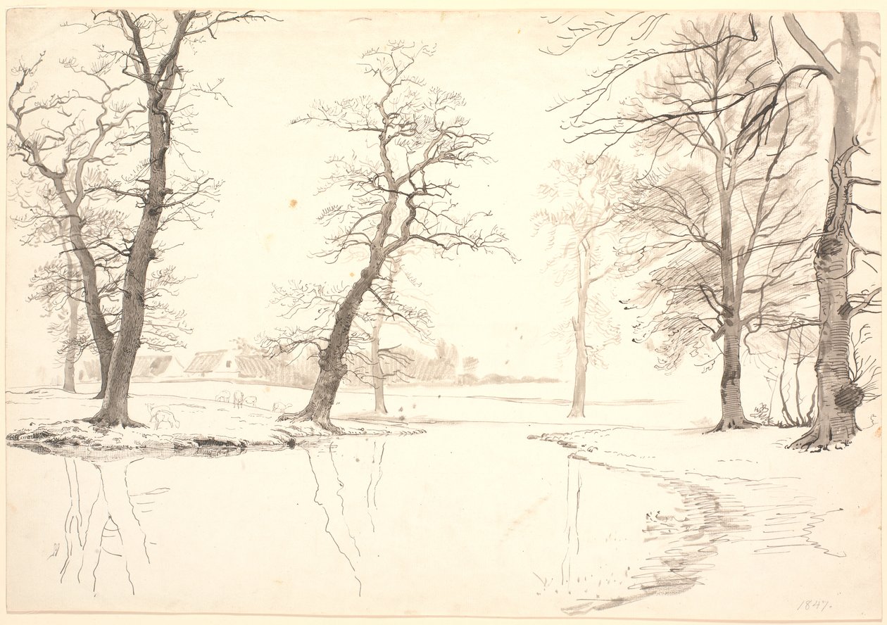 Aaen a Breelde erdőn keresztül Usserød közelében. alkotó: P.C. Skovgaard