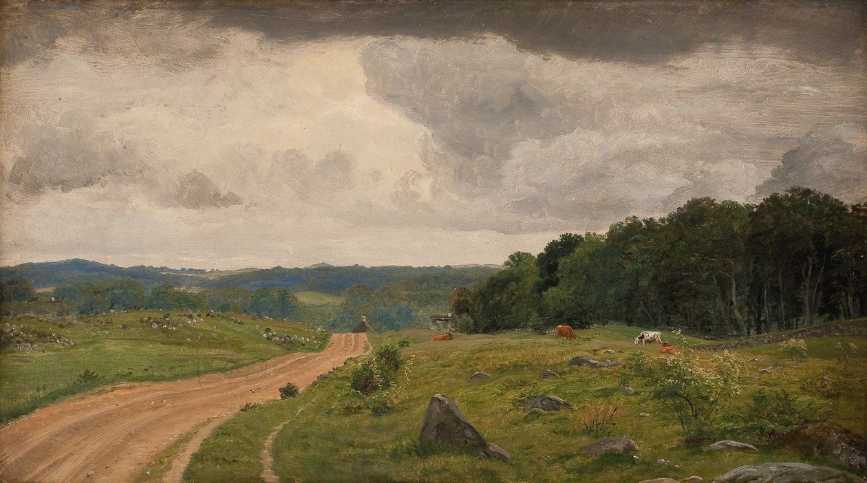 Táj Kongens Møllerben, Sealandban. Délutáni fény alkotó: P.C. Skovgaard