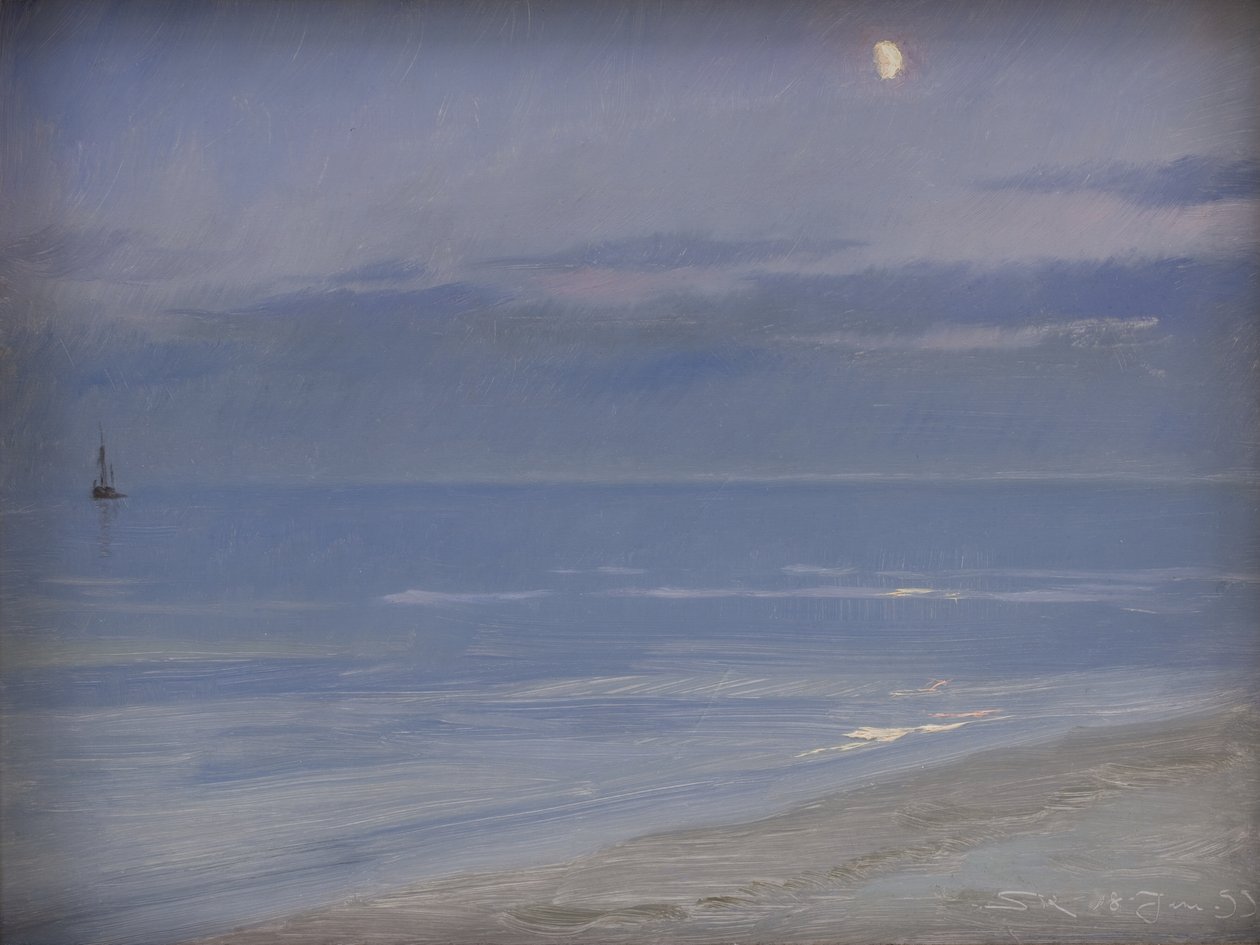 Skagen strand a Holdfényben alkotó: Peder Severin Krøyer