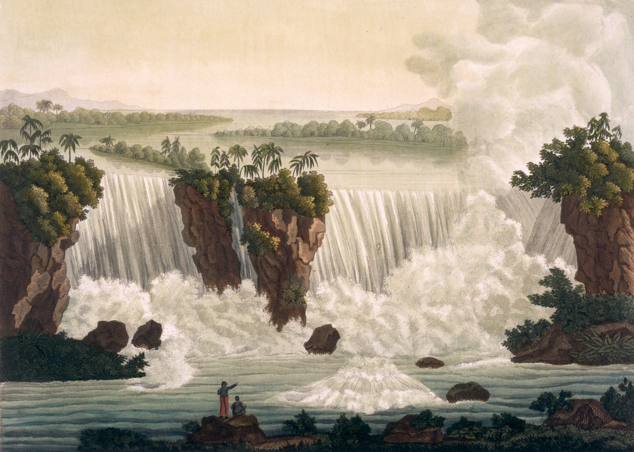 Niagara-vízesés, 1818, „Le Costume Ancien et Moderne”, I. kötet, 30. lemez, Jules Ferrario, az 1820-as és 30-as évek körül megjelent (színes metszet) alkotó: Paolo Fumagalli
