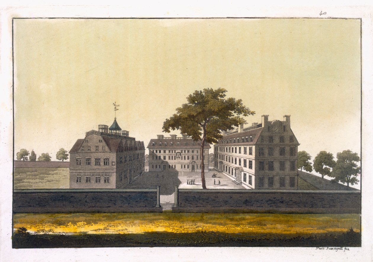 Cambridge-i Egyetem, Massachusetts, Jules Ferrario „Le Costume Ancien et Moderne” I. kötetéből, az 1820-as és 30-as évek körül megjelent (színes gravírozás) alkotó: Paolo Fumagalli