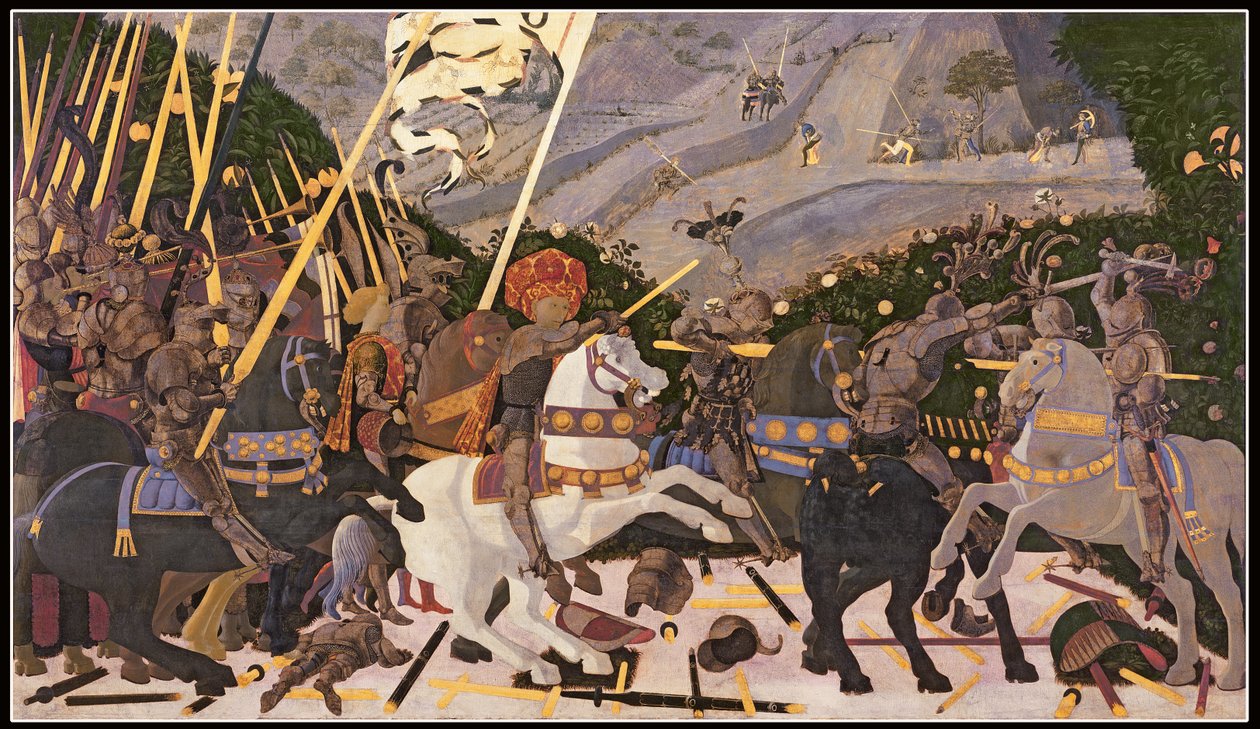 A San Romano-i csata, 1438-40 körül (tempera nyárfán) alkotó: Paolo Uccello