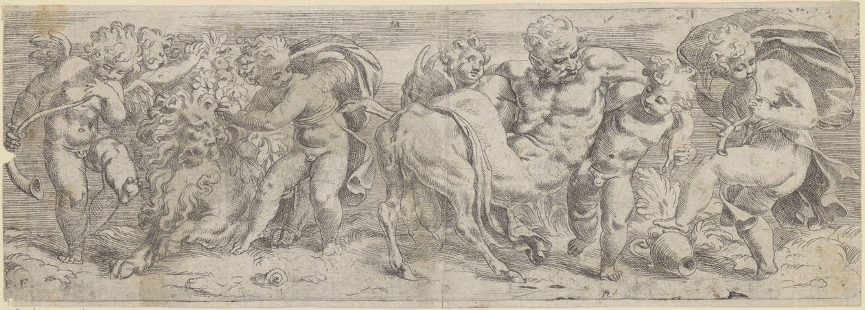 Részeg szatír és putti alkotó: Paolo Farinati