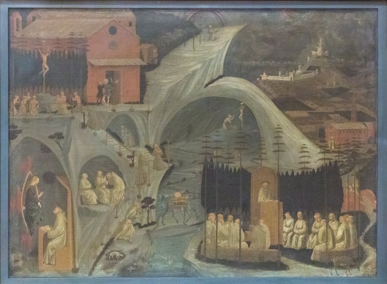 Jelenetek a kolostori életből (Tebaide) alkotó: Paolo Uccello