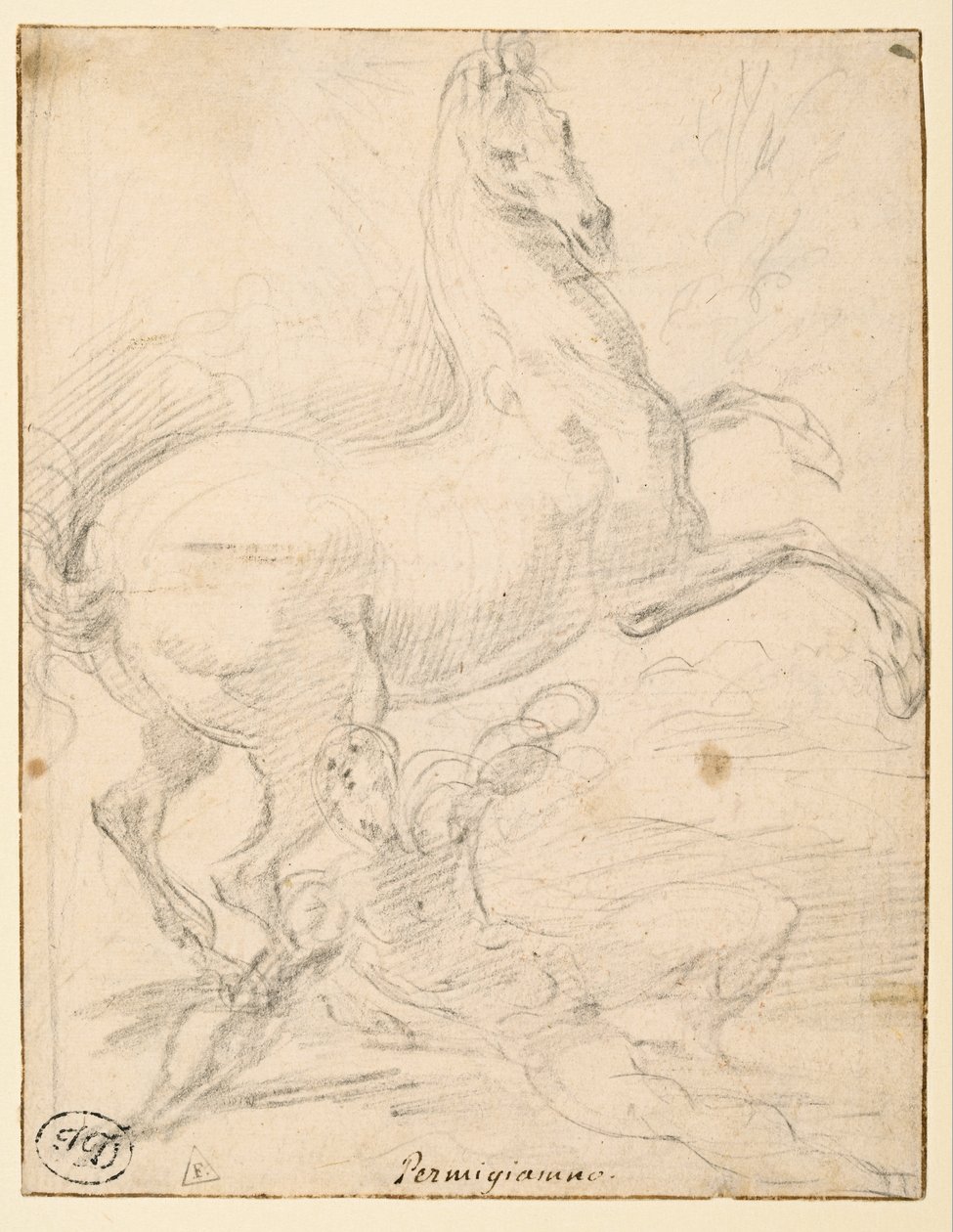Szent Pál megtérése (recto) alkotó: Parmigianino