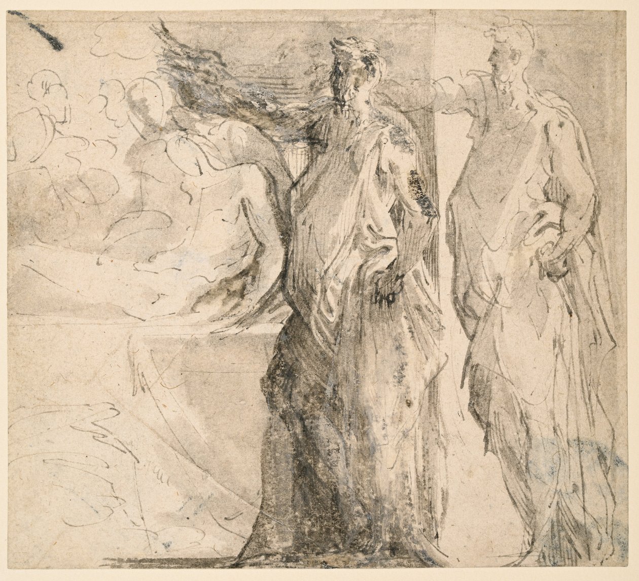 Tanulmány a „The Tombment” számára alkotó: Parmigianino