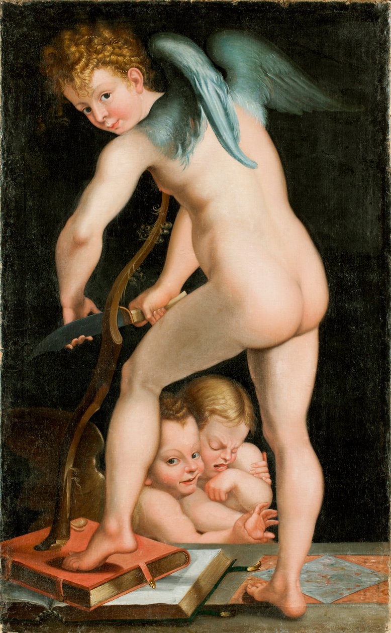 Íjfaragó Ámor, 1534 és 1540 között. alkotó: Parmigianino