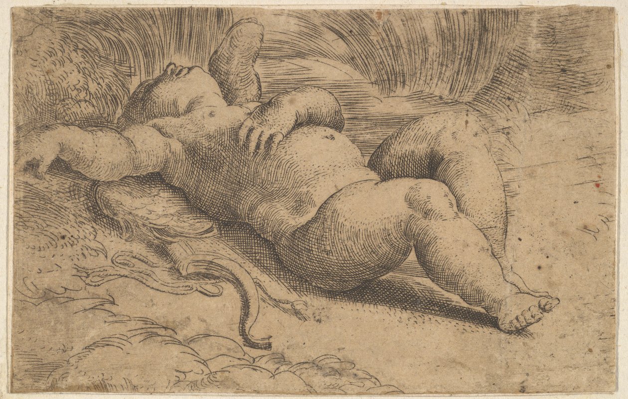 Ámor alvó, 16. század. alkotó: Parmigianino