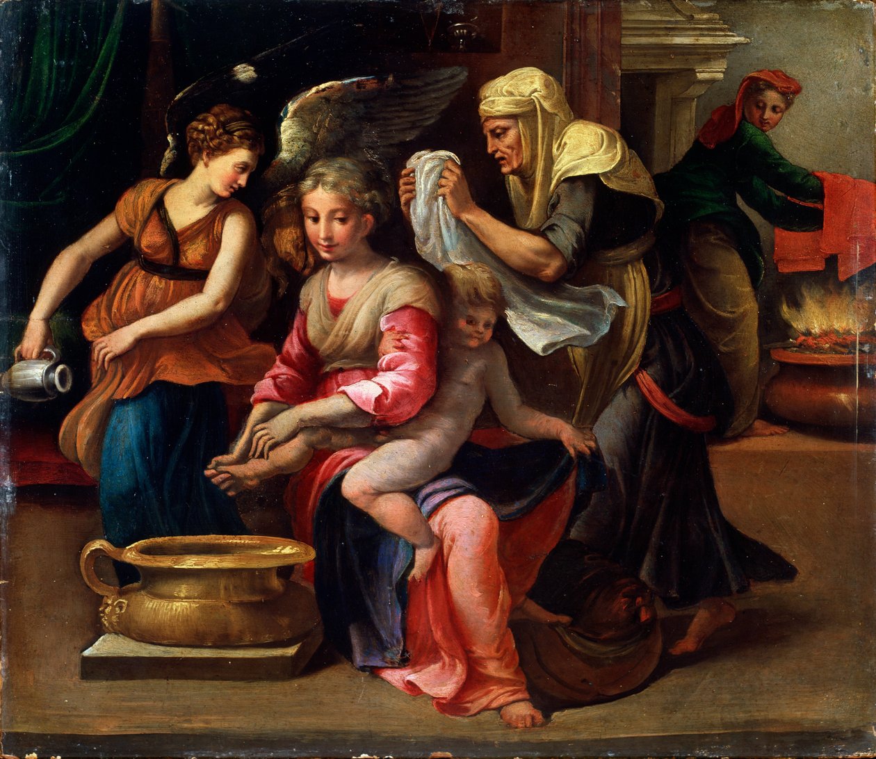 Gyermekfürdő, 16. század. alkotó: Parmigianino